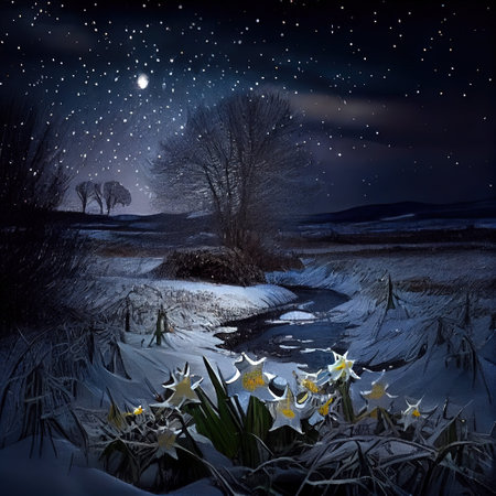 Starry Night In Winter Illustration