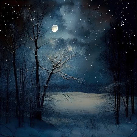 Starry Night In Winter Illustrationの写真素材