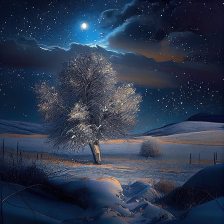 Starry Night In Winter Illustrationの写真素材