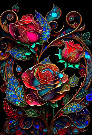 Stained Glass Rose Illustrationの写真素材