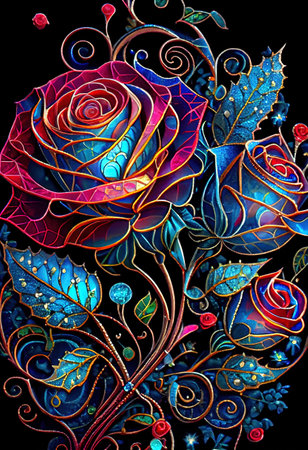 Stained Glass Rose Illustrationの写真素材