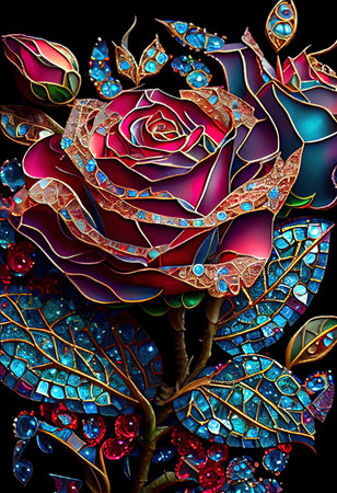 Stained Glass Rose Illustrationの写真素材