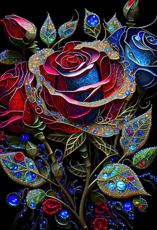 Stained Glass Rose Illustrationの写真素材