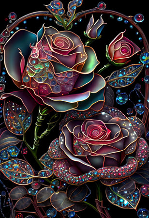Stained Glass Rose Illustrationの写真素材