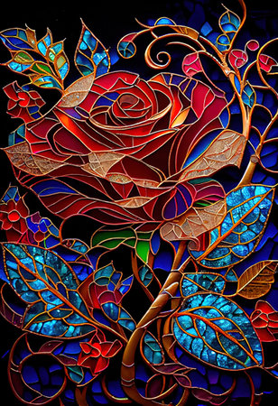 Stained Glass Rose Illustrationの写真素材
