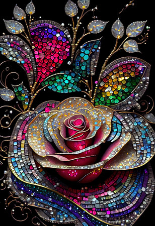 Stained Glass Rose Illustrationの写真素材