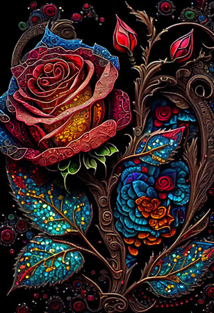Stained Glass Rose Illustrationの写真素材