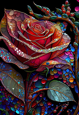 Stained Glass Rose Illustrationの写真素材