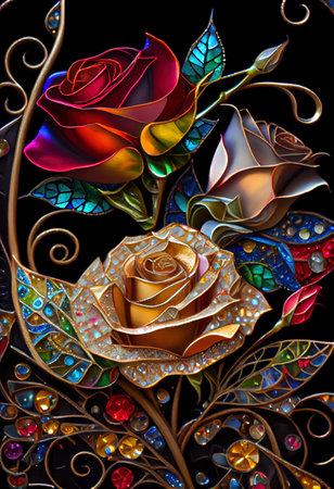 Stained Glass Rose Illustrationの写真素材