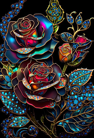 Stained Glass Rose Illustrationの写真素材