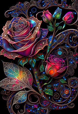Stained Glass Rose Illustrationの写真素材