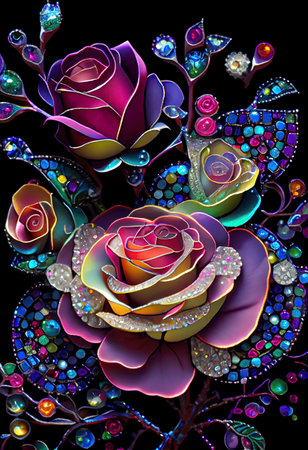 Stained Glass Rose Illustrationの写真素材