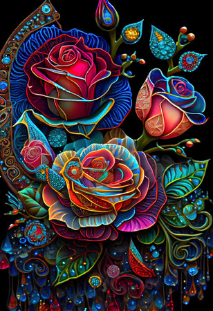 Stained Glass Rose Illustrationの写真素材