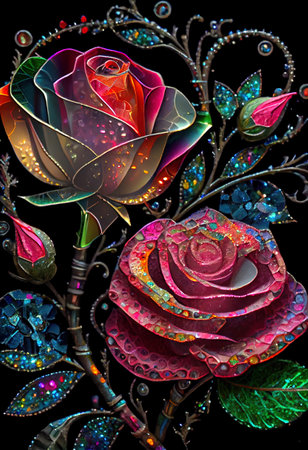 Stained Glass Rose Illustrationの写真素材