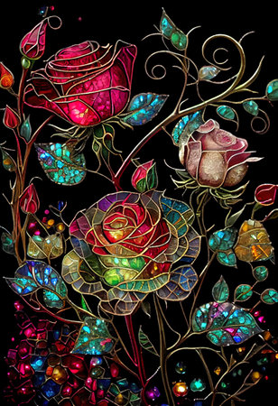 Stained Glass Rose Illustrationの写真素材