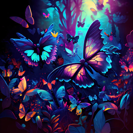 Shiny Butterflies Illustrationの写真素材