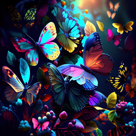 Shiny Butterflies Illustrationの写真素材