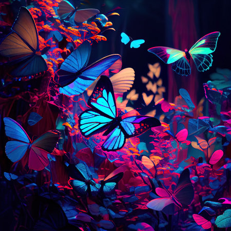 Shiny Butterflies Illustrationの写真素材