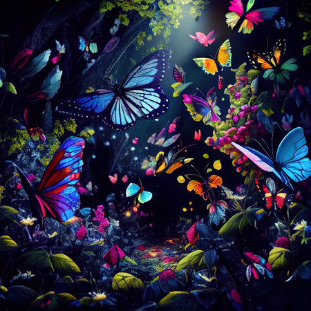 Shiny Butterflies Illustrationの写真素材