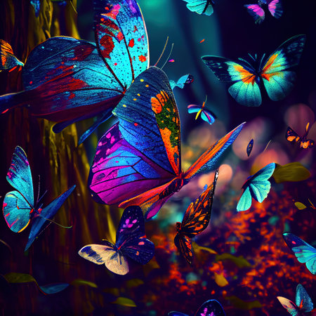 Shiny Butterflies Illustrationの写真素材