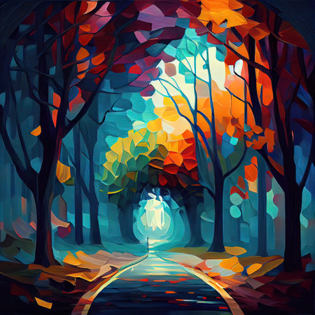 Beautiful Ornamental Road Through The Parkの写真素材