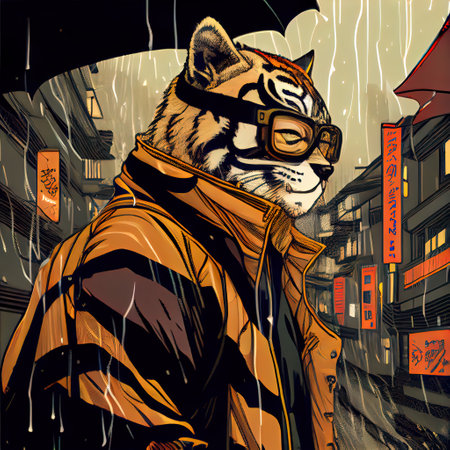 Cool Cyberpunk Tigerの写真素材