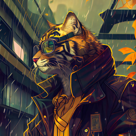 Cool Cyberpunk Tigerの写真素材