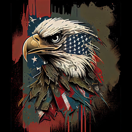 Grunge Patriotic American Bald Eagle Illustrationの素材