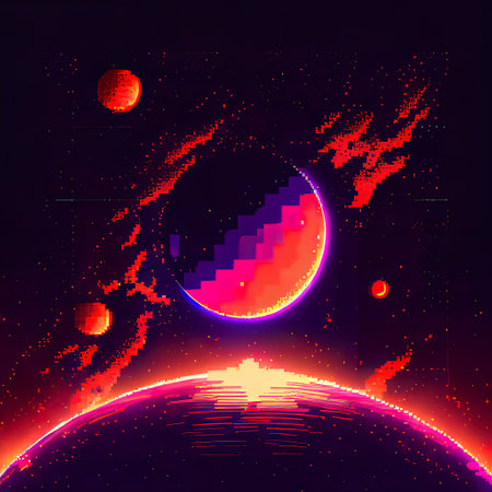 Pixel Art Space Background Illustrationの素材