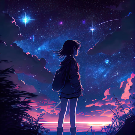 Night Sky Anime Wallpaperの素材