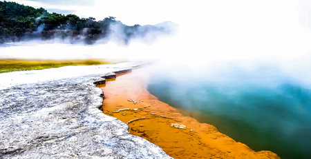 Geyser in Rotorua, New Zealand. Rotorua is a famous tourist destination in New Zealand.の写真素材