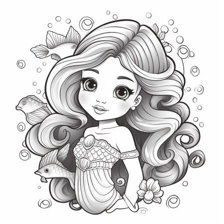 Mermaid Coloring Pages For Kidsの素材