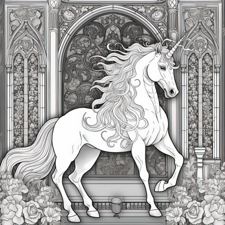 Art Nouveau Unicorn Coloring Pagesの素材