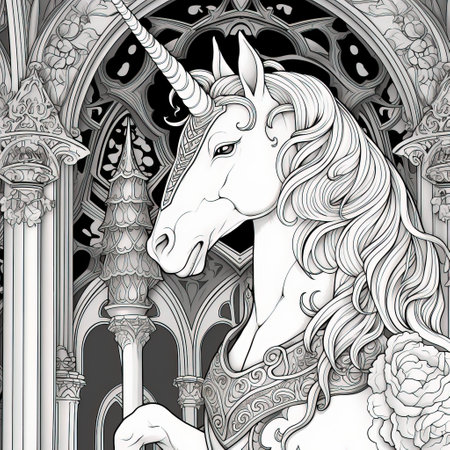 Art Nouveau Unicorn Coloring Pagesの素材