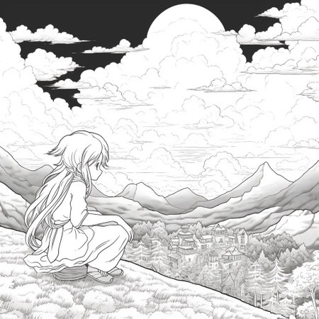 Anime Scenery Coloring Pagesの素材