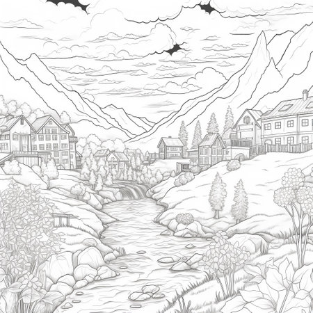 Anime Scenery Coloring Pagesの素材