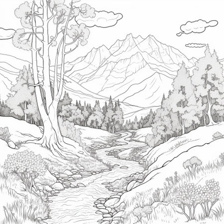 Anime Scenery Coloring Pagesの素材