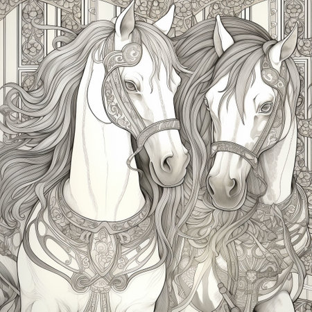 Art Nouveau Horse Coloring Pageの素材