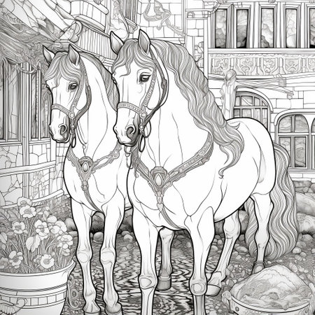 Art Nouveau Horse Coloring Pageの素材