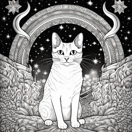 Celestial Cat Coloring Pagesの素材