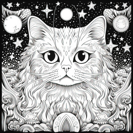 Celestial Cat Coloring Pagesの素材
