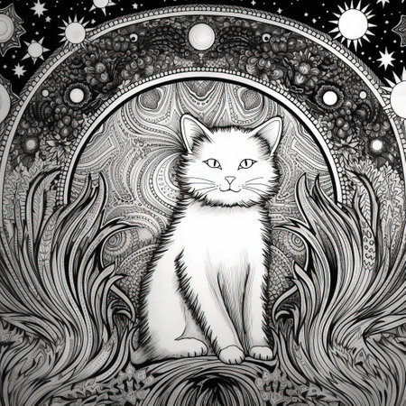Celestial Cat Coloring Pagesの素材