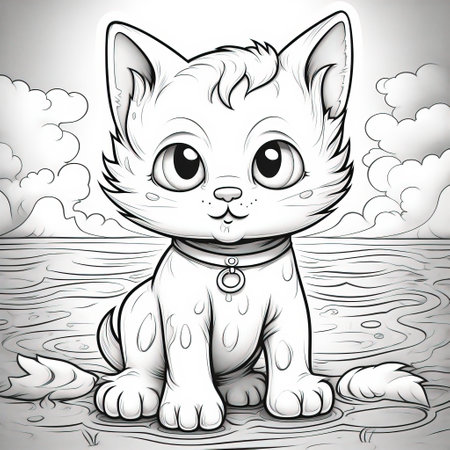 Cute Cats Coloring Pages For Kidsの素材