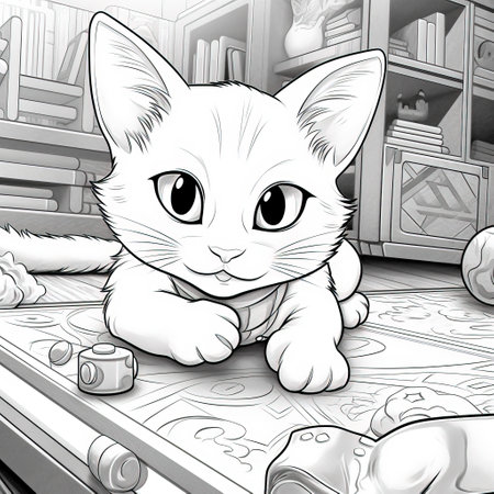 Cute Cats Coloring Pages For Kidsの素材