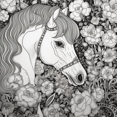 Floral Horse Coloring Pagesの素材