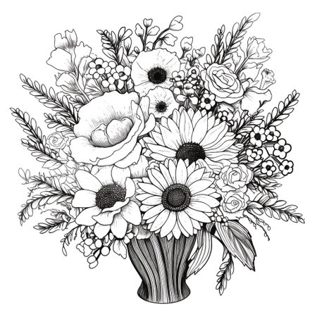 Flower Bouquet Coloring Pagesの素材