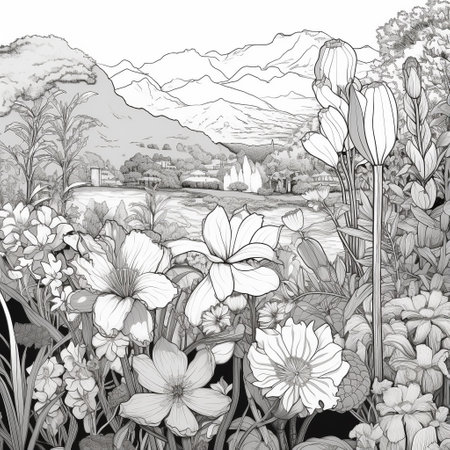 Flower Garden Coloring Pagesの素材