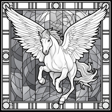 Stained Glass Pegasus Coloring Pagesの素材