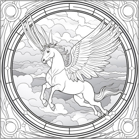 Stained Glass Pegasus Coloring Pagesの素材