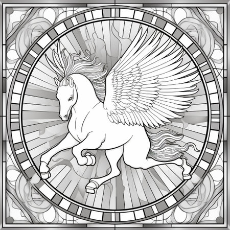 Stained Glass Pegasus Coloring Pagesの素材